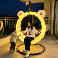 LED Luminous Panda Swing with Moon Chair for Outdoor Garden & Courtyard