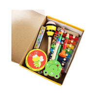 Wooden Orff Musical Instrument Set for Toddlers, Early Education Percussion Toys with Xylophone and Rattles
