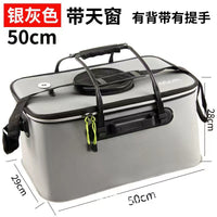 Portable EVA Fishing Bucket Live Fish Tank Folding Thickened Water Bucket Multi-functional Fish Box