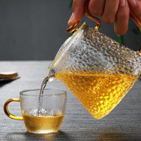 Hammered Borosilicate Glass Teapot with Infuser for Stovetop and Loose Leaf Tea