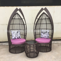 Nordic Rattan Lounge Chair Set for Resort and Outdoor Patio - Bird's Nest Hanging Chair Villa Furniture with Coffee Table