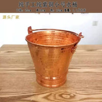 Handmade Pure Copper Ice Bucket with Handle for Beer and Fruit