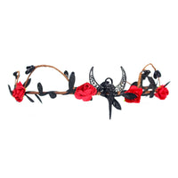 Gothic Halloween Crow Moon Headband with Forehead Pendant for Lolita Cosplay