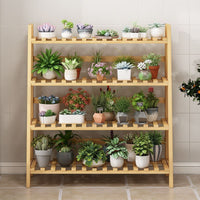 Multi-Tier Foldable Wooden Plant Stand for Indoor/Outdoor Use