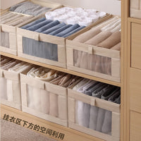 Foldable Cotton Linen Fabric Storage Box with Clear Window for Clothes and Wardrobe Organization