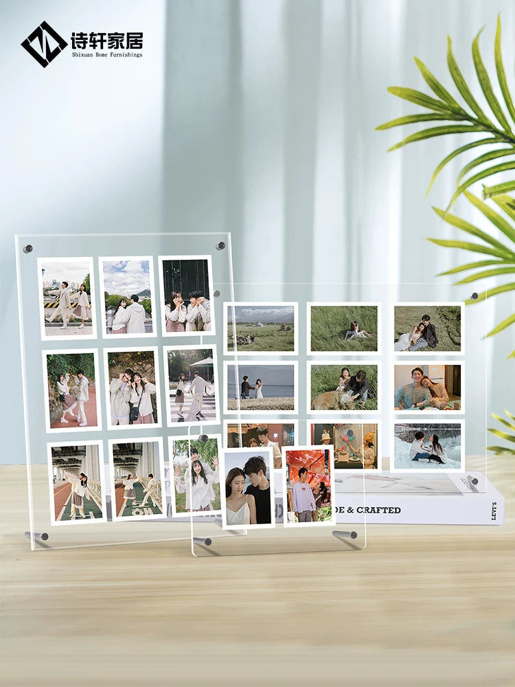Acrylic Photo Frame Display Board for Instax Mini 3-inch Photos with Stand