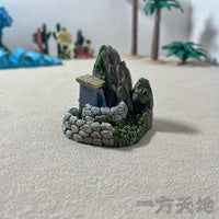 Miniature Thatched Hut Pond Landscape Ornament for Diorama and Sand Table Decor