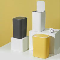 2026 New Japanese Style Press-Type Trash Can with Lid for Narrow Spaces, Bathroom, Home, Plastic Waste Bin