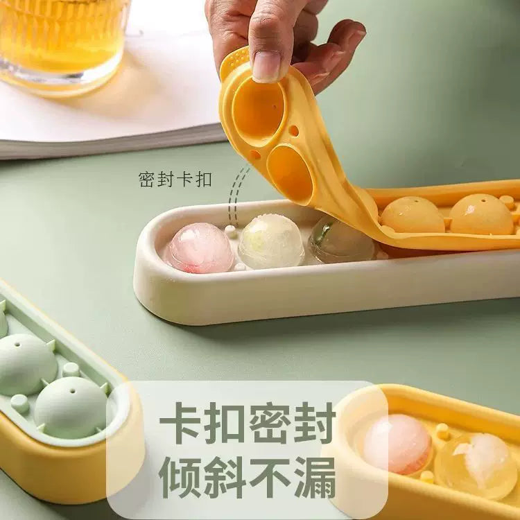 Silicone Ice Ball Maker Mold for Whiskey and Cocktails, Reusable Ice Cube Tray with Press
