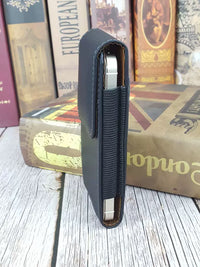 Durable Horizontal Leather Phone Pouch with Belt Clip for Men