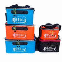 Thickened Foldable Fishing Bucket Live Fish Container with Side Pocket for Fishing Supplies