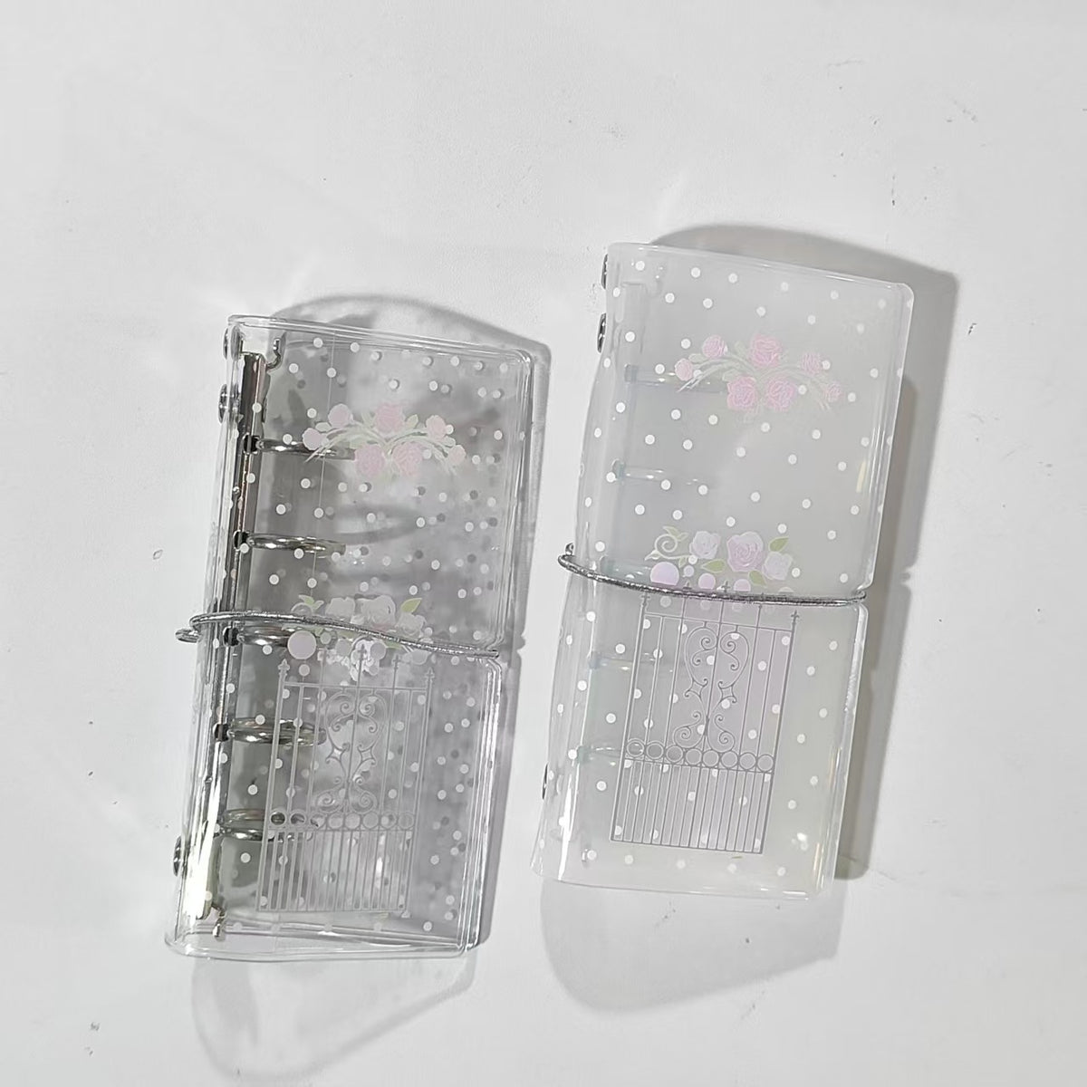 Transparent Rose Dot Mini Binder Notebook M5 for Journaling and Photo Storage