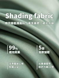 Blackout Window Curtains with Telescopic Rod, No-Drill Installation, Sun Protection for Bedroom and Bay Windows