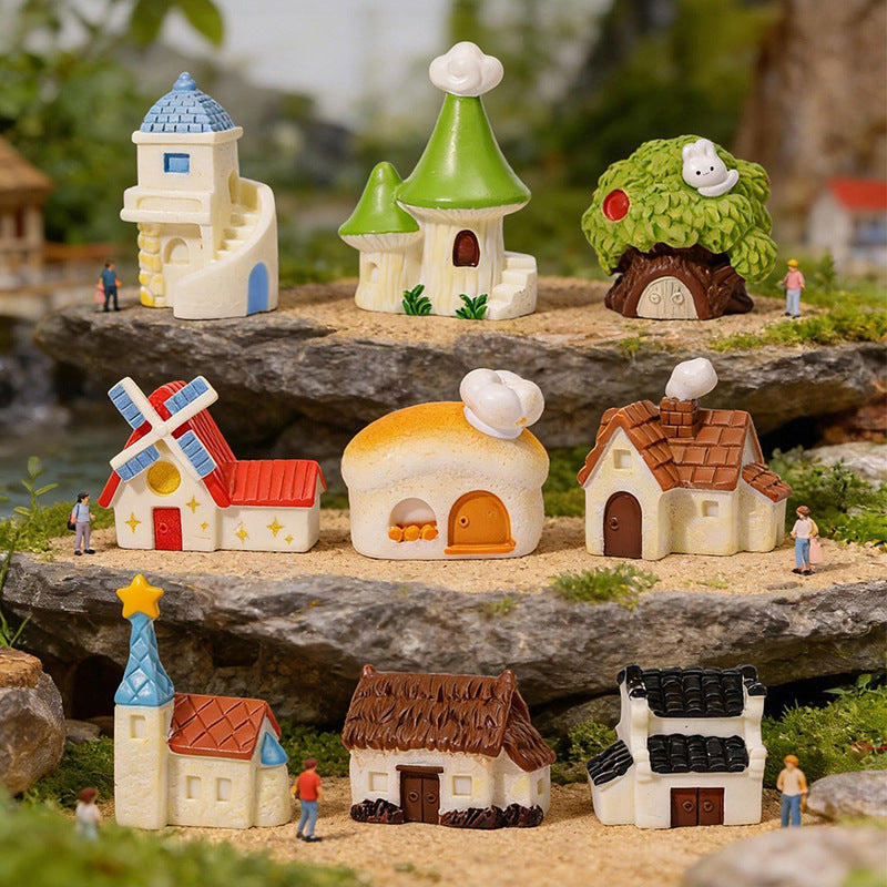 Miniature Landscape Moss Micro-World Castle Figurines for DIY Garden Decor