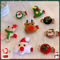 Christmas Velvet Bow Hair Clip with Antlers and Stockings
