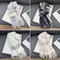 2025 New Korean Style Plaid Scarf for Autumn/Winter, Warm Neck Wrap for Students and Couples