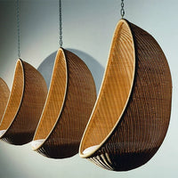 INS Style Rattan Woven Egg-Shaped Swing Chair for Indoor Outdoor Patio Balcony