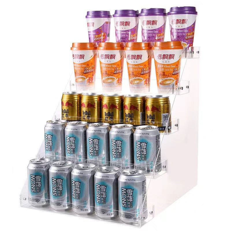 Acrylic Tiered Beverage Display Rack for Store Countertops