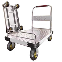 Foldable Steel Platform Cart with Guardrail, Heavy-Duty Hand Truck for Home and Warehouse Use