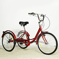 Luffyia 24-Inch 7-Speed Adult Tricycle with Basket for Seniors