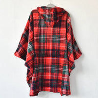 Women's Flannel Plaid Loose Loungewear Zipper Hoodie Cape
