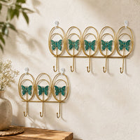 Creative Iron Art Butterfly Wall Hook for Entryway and Bedroom, Key and Clothes Organizer, Punch-Free