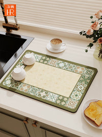 Diatomaceous Earth Kitchen Drain Mat Absorbent Oil-Proof Heat-Resistant Placemat for Dishwashing and Coffee Machines