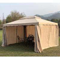 Outdoor Roman Canopy Gazebo with Side Curtains for Patio Garden Events