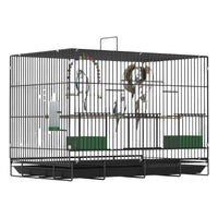 Foldable Metal Bird Cage for Parakeets, Cockatiels, and Small Birds with Accessories