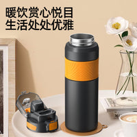Portable Large Capacity Sports Water Bottle with Straw and Silicone Sleeve for Gym