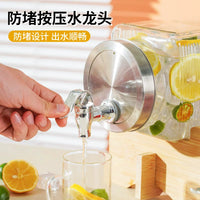 Glass Cold Water Pitcher with Faucet for Refrigerator, Large Capacity Beverage Dispenser for Fruit Tea, Sealed Cold Drink Container