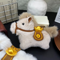 2026 Year of the Horse Mascot Plush Doll Keychain with Ingot Design