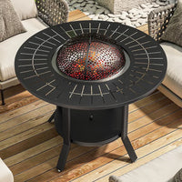Outdoor Patio BBQ Grill Table Set with Chairs for Garden Villa Balcony