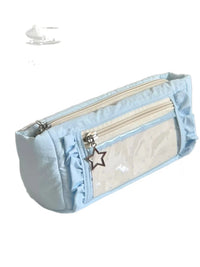 Polka Dot Pencil Case with Stationery Set for Girls, Transparent Lace Design