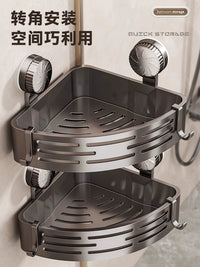 Suction Cup Bathroom Corner Shelf Wall-Mounted Storage Basket for Washbasin Toilet