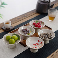 Blue and White Ceramic Pedestal Dessert Plate for Tea Snacks and Dried Fruits