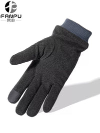 Men's Winter Warm Touchscreen Gloves with Thickened Fleece Lining