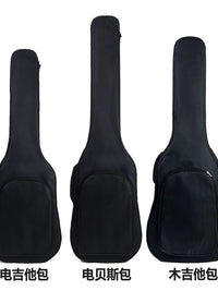 Padded Acoustic Electric Guitar Bass Gig Bag with Single Pocket, 8/10mm Thick, Double Shoulder Straps, Black