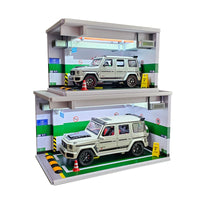 Acrylic Display Case for 1:18 and 1:24 Scale Model Cars - Dustproof Underground Parking Garage Diorama