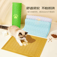 Pet Cat Litter Mat Large Interlocking Silicone Non-Slip Washable Cartoon Paw Pad