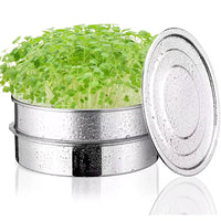 Stackable Stainless Steel Seed Sprouting Tray Kit with Lid and Drain Mesh
