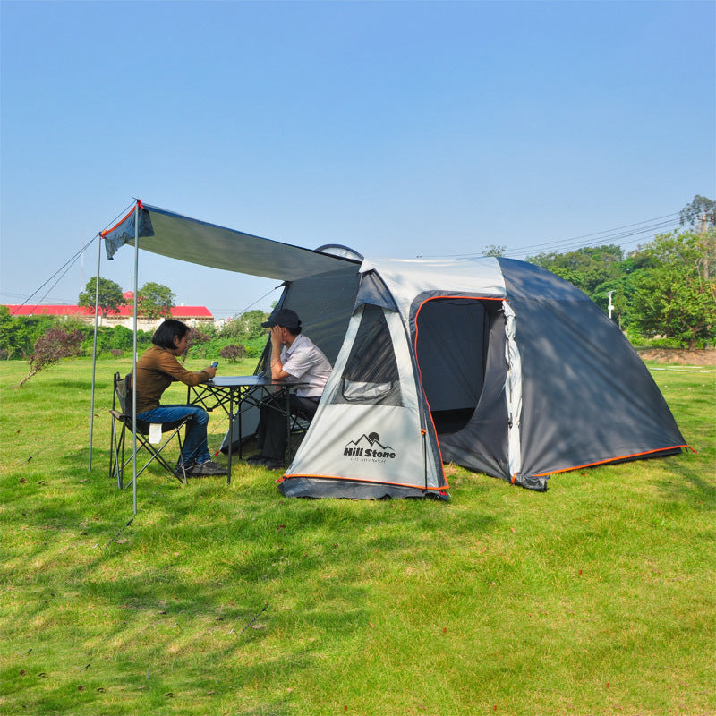 Outdoor 2-4 Person Camping Tent with 1 Room and 1 Hall, Double Layer Waterproof for Family Travel