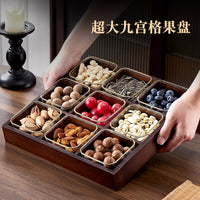 Luxury Chinese Style Wooden Nut and Candy Snack Box with Compartments