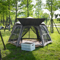 2-in-1 Hexagonal Pop-Up Camping Tent with UV Protection and Ground Sheet