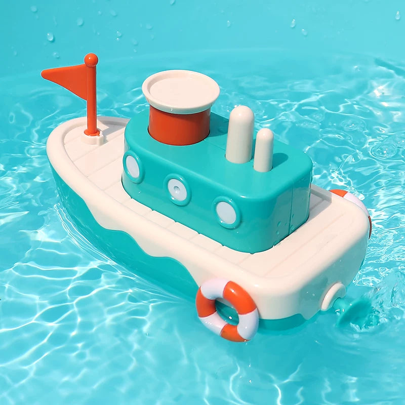 Baby Bath Toy Wind-Up Boat for Kids, Floating Water Play Toy for Bathtub and Pool