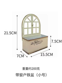 Rustic Arched Window Frame Planter Box for Outdoor Garden Decor