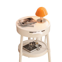 Creative Cream Style Mobile Side Table with Storage for Living Room Bedroom