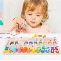 Educational Wooden Number Shape Puzzle Board for Toddlers, Montessori Learning Toy for Early Development