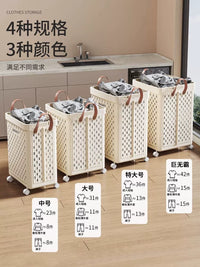 Foldable Laundry Hamper with Wheels and Lid, Large Capacity Dirty Clothes Basket for Bathroom and Bedroom
