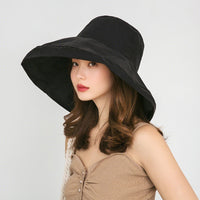 Women's Peach Skin Wide Brim Sun Hat with Windproof Rope for Outdoor Summer and Autumn